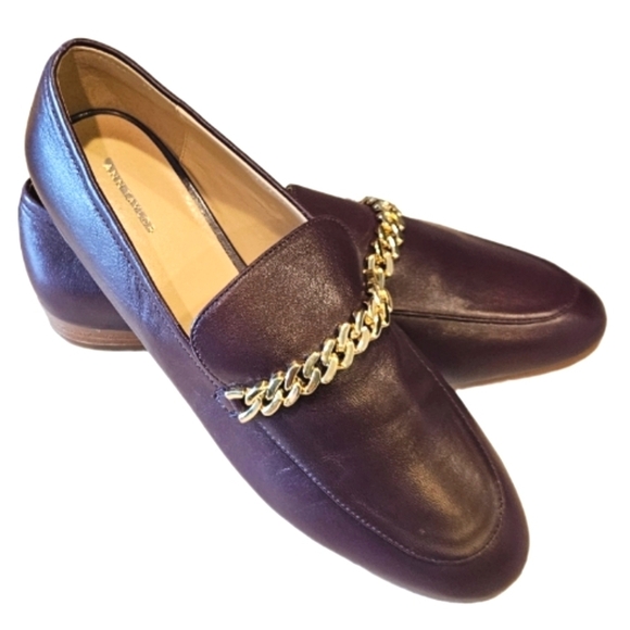 NEW! ANN TAYLOR Chain Accent Deep Burgandy Leather Loafers 9. - Picture 3 of 8